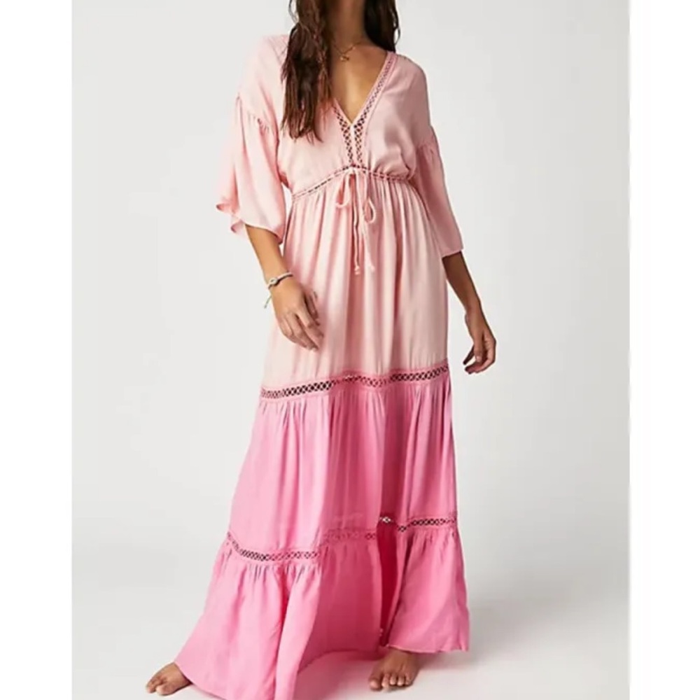 NWOT FP X JENS PIRATE BOOTY blue mist maxi in pink ombré size M/L